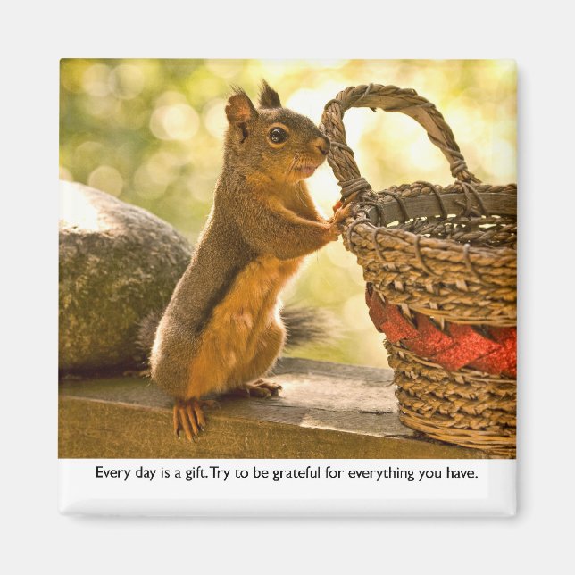 Gratitude Squirrel Magnet (Front)