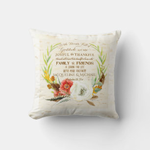 Gratitude Thankful Family Inspirational Typography Cushion