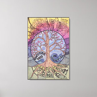 Gratitude Tree Premium Stretched Canvas Print