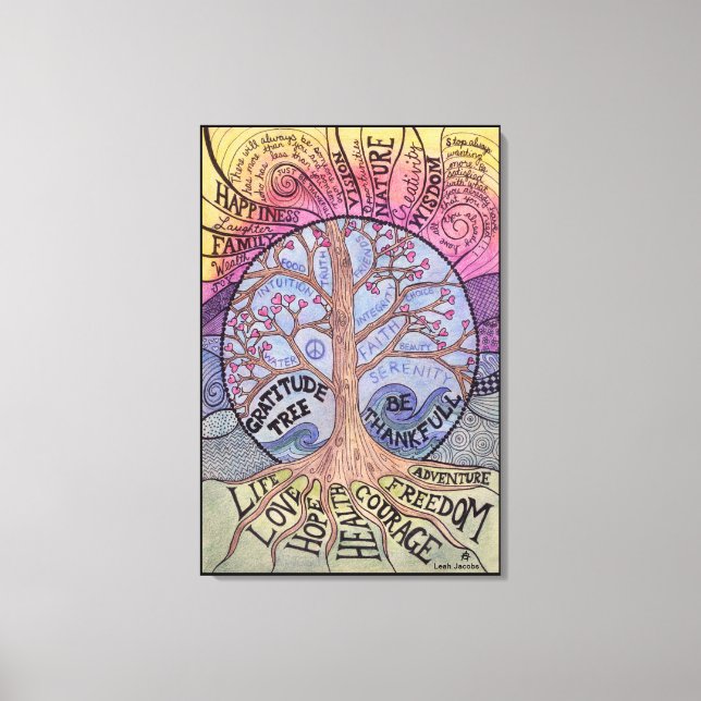 Gratitude Tree Premium Stretched Canvas Print (Front)
