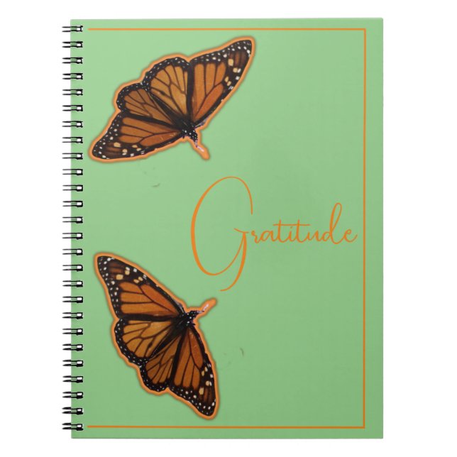 "Gratitude" Two Monarch Butterflies Notebook (Front)