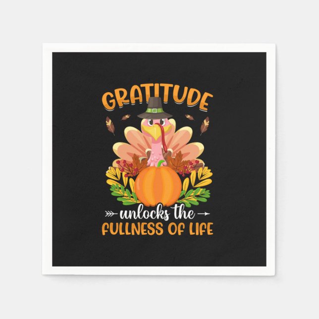 gratitude unlocks the fullness of life napkin (Front)