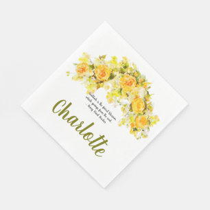 Gratitude yellow Floral Spray Napkin