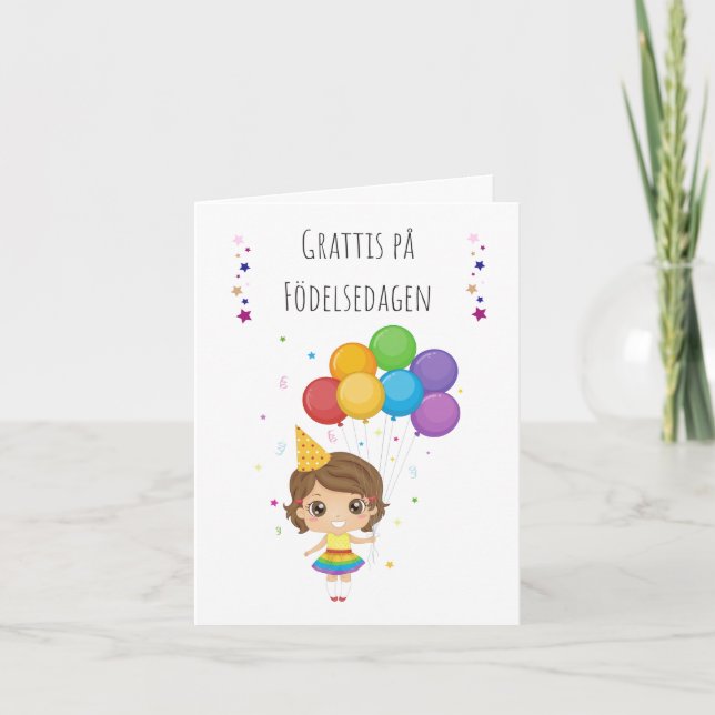 Grattis på födelsedagen Swedish Birthday  Card (Front)