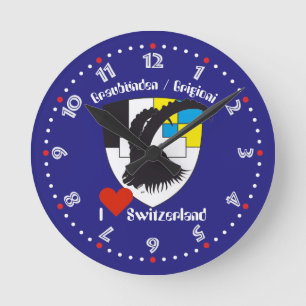 Graubünden Grischun Grigoni Schweiz Svizra Uhr Round Clock
