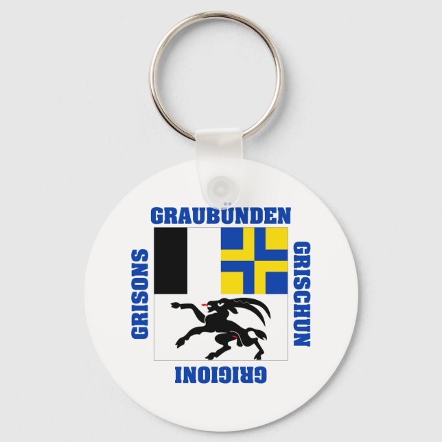 Graubunden Switzerland Canton Flag Key Ring (Front)