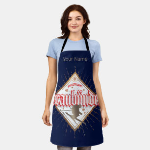 Graubünden Switzerland retro skier vintage Apron