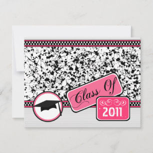 Graudation Class Of 2011 Black Paint Splatter Invitation