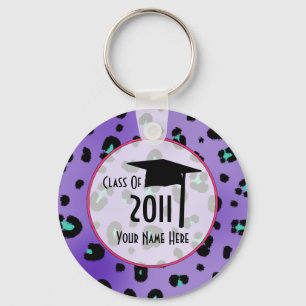 Graudation Class Of 2011 - Purple Leopard Print Key Ring
