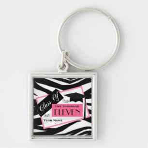 Graudation Class Of 2011 - Zebra Print & Pink Key Ring