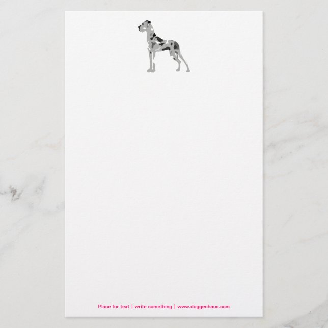 Grautiger Doggensilhouette Stationery (Front)