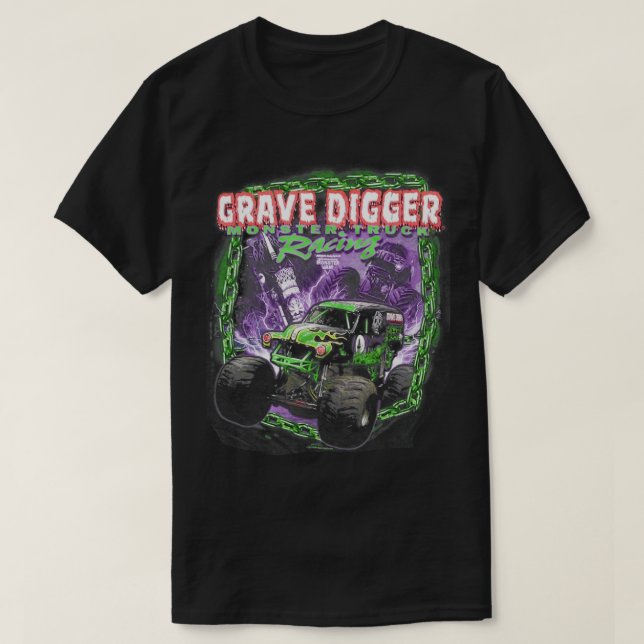 Grave Digger Monster Truck Racing 2 T-Shirt (Design Front)