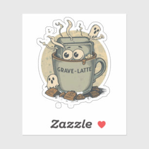 Grave-latte Funny Halloween Latte Coffee Pun
