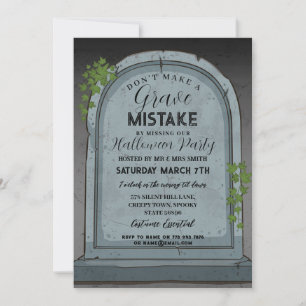 Grave Mistake Graveyard Gothic Halloween  Invitation