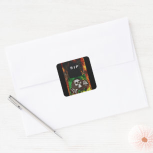 Grave On Fire Square Sticker
