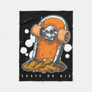 Grave Tomb Skull Dead Skater Skate Die Skateboard  Fleece Blanket