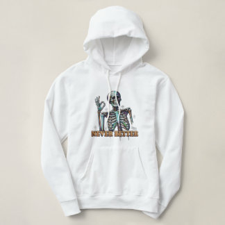 Grave Vibes Only: Neon Skeleton 'Never Better' Gra Hoodie