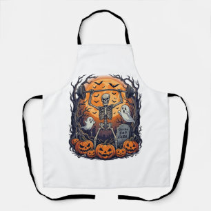 Grave Yard Gains Skeleton Lifting Barbell Hallowee Apron