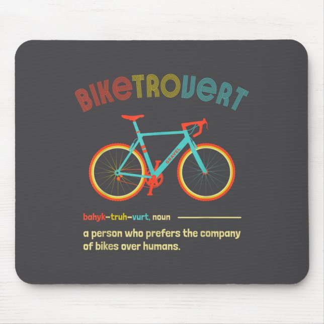 Gravel Bike Biketrovert Funny Cycling Quote Introv Mouse Mat (Front)