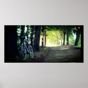 Gravel bike on a deserted road in the shade poster