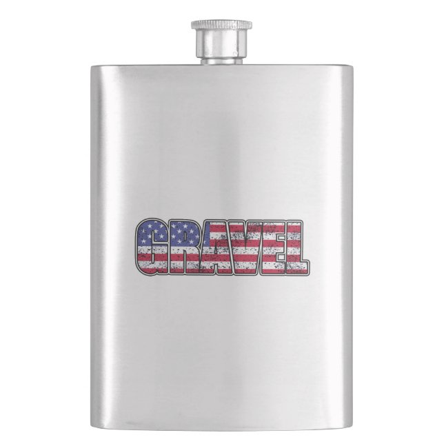 Gravel Cycling American Flag Hip Flask (Front)
