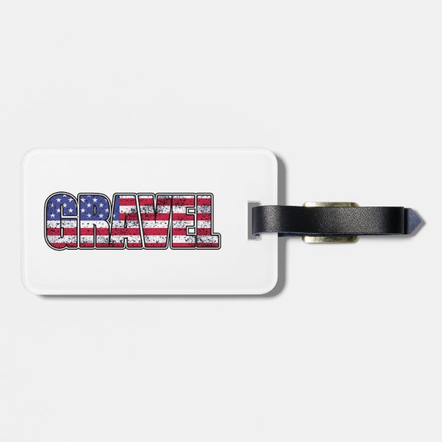 Gravel Cycling American Flag Luggage Tag (Back Horizontal)