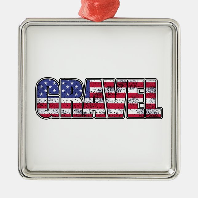 Gravel Cycling American Flag Metal Tree Decoration (Front)
