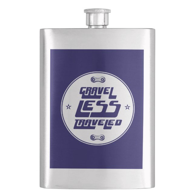 Gravel Less Travelled Hip Flask (Front)