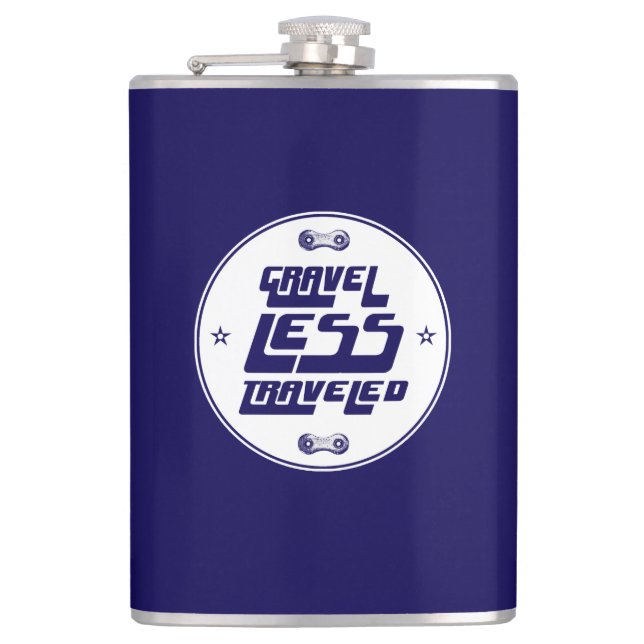 Gravel Less Travelled Hip Flask (Front)