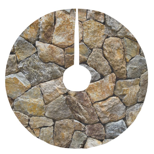 Gravel Stone Wall: Decorative Design Brushed Polyester Tree Skirt (Front)