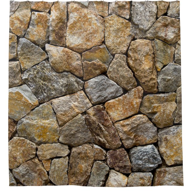 Gravel Stone Wall: Decorative Design Shower Curtain (Front)