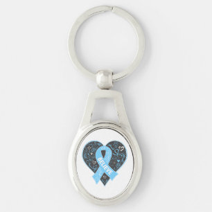 Graves Disease Believe Ribbon Heart Key Ring