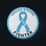 Graves Disease Fighter Ribbon White Button<br><div class="desc">Graves Disease Fighter Ribbon White Button for awareness and support for people fighting graves disease.</div>