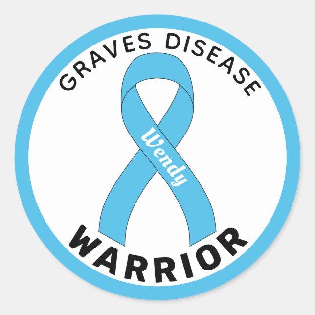 Graves Disease Warrior Ribbon White Round Sticker (Front)