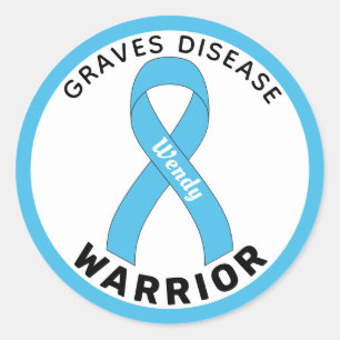 Graves Disease Warrior Ribbon White Round Sticker