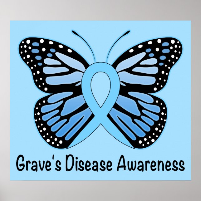 Graves Disease with Butterfly Awareness Ribbon Poster (Front)