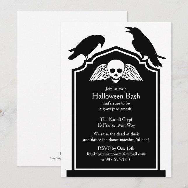 Gravestone Halloween Party Invitation (Front/Back)