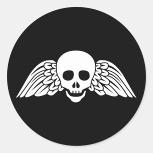 Gravestone Winged Skull Halloween Sticker