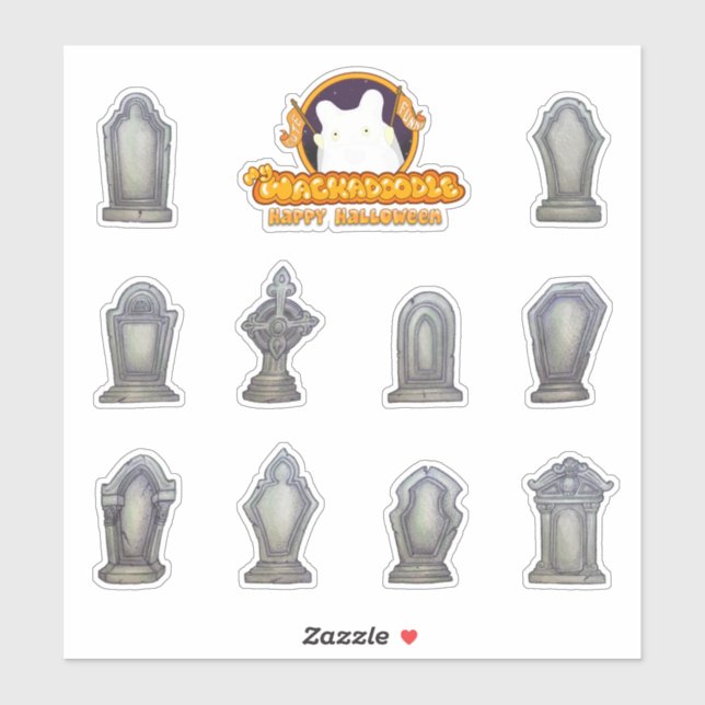 Gravestones Sticker Sheet for Halloween (Sheet)