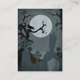 Graveyard and Full Moon for Halloween Enclosure Card