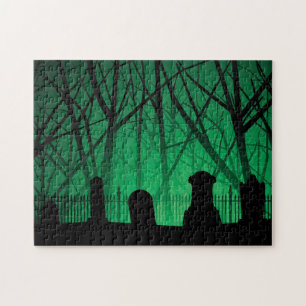 Graveyard And Trees Background Jigsaw Puzzle