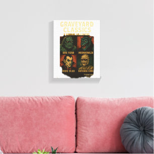 Graveyard Classics Vintage Horror Monster Poster Canvas Print