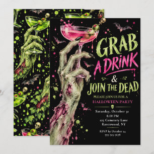 Graveyard Cocktails Halloween Party Invitation