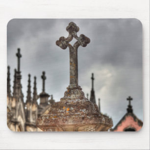 Graveyard cross close-up, Portugal Mouse Mat