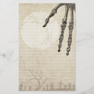 Graveyard Full Moon and Skeleton Hand Stationery