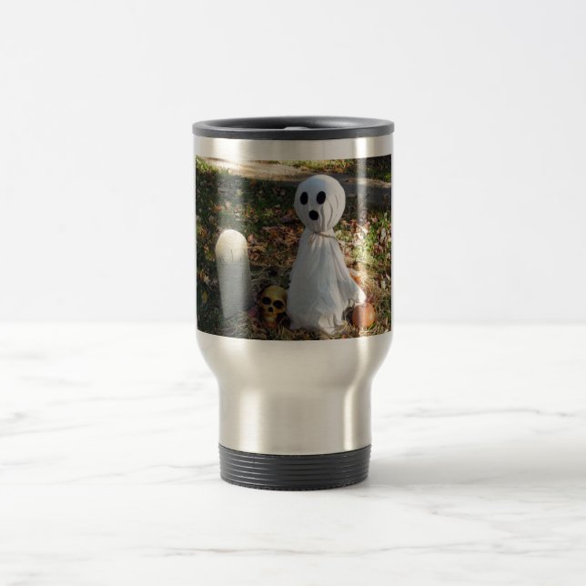 Graveyard, Ghost & Pumpkin Travel Mug (Center)