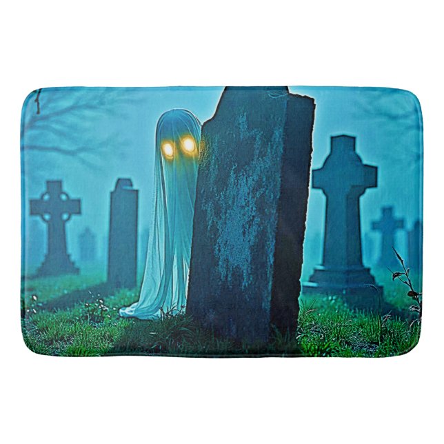 Graveyard Ghost's Eerie Glimpse Bath Mat (Front)