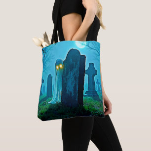 Graveyard Ghost's Eerie Glimpse Tote Bag