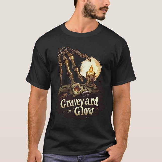 Graveyard Glow - Skeleton Halloween T-Shirt (Front)