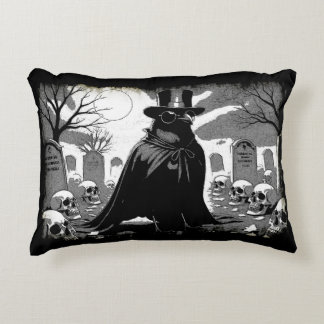 Graveyard Guardian - Raven Gothic Halloween Art Decorative Cushion